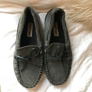 Minnetonka Mens Casey Slipper Moccasin - gray 10